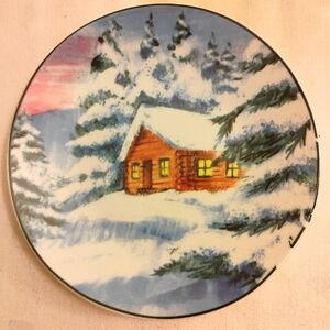 Scenic Winter Cabin Decorative Plate